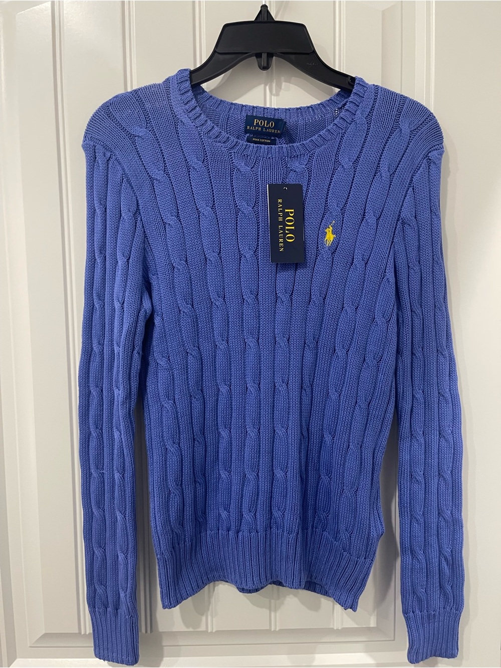 Polo Ralph Lauren Women’s Pima Cotton Cable Knit Sweater | Blue | Medium | NWT